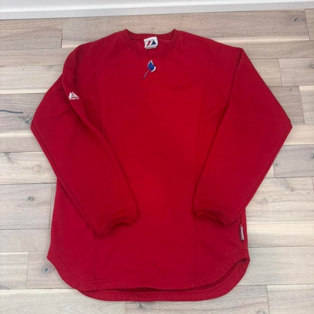 Red Majestic Athletic long sleeve shirt Sz S #athleticwear #baseball - Picture 7 of 8